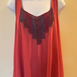 Chic Red Beaded Tank Top